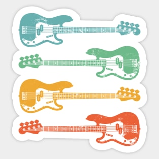 P-Style Bass Guitar Cool Retro Colors Sticker